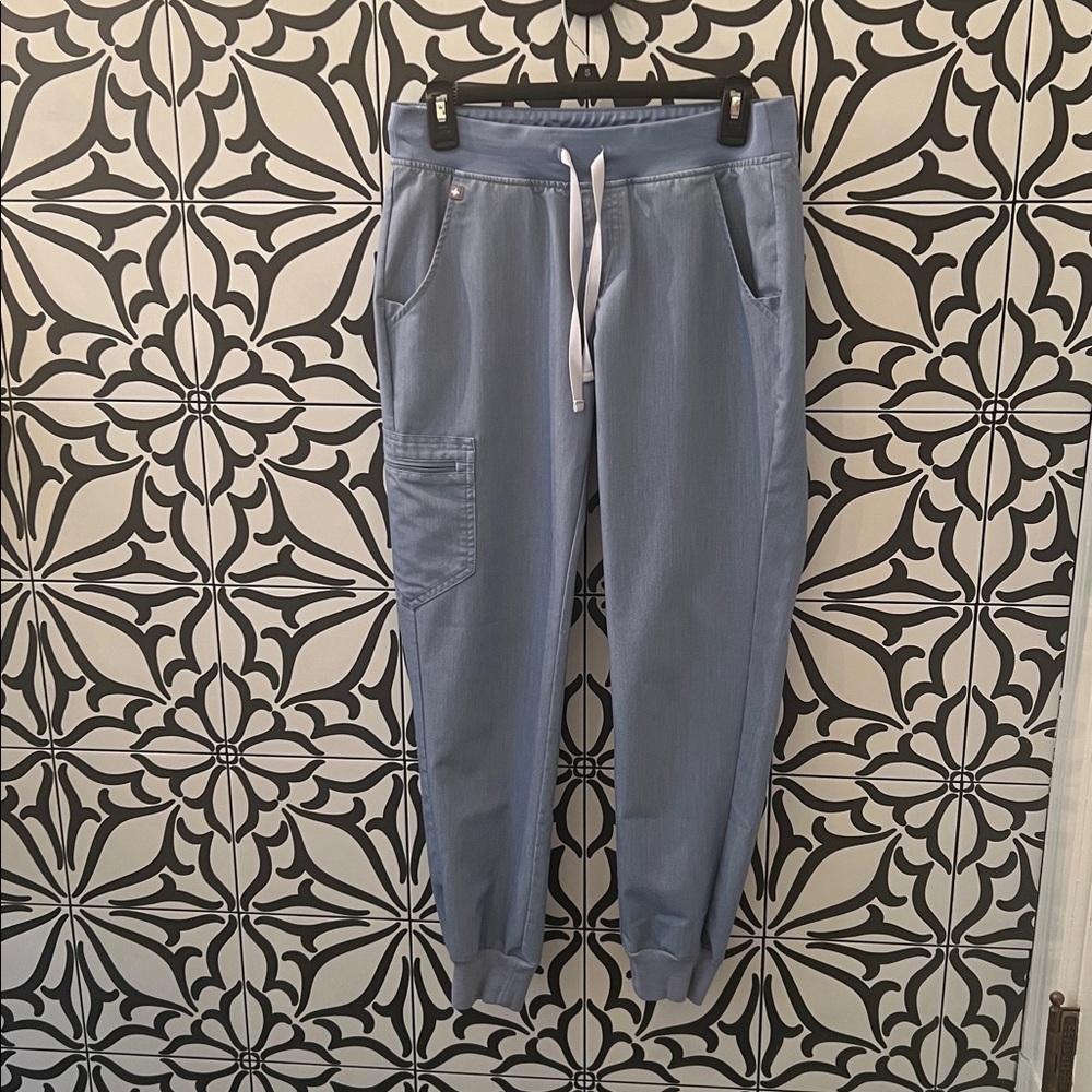 FIGS Zamora jogger scrub pants, heather indigo, size S